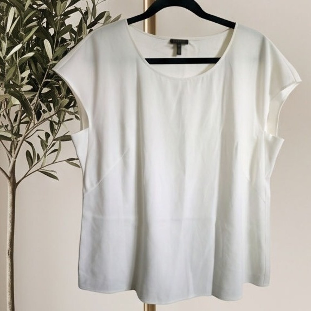 Escada Nanuk 44/12 Off-White Cap Sleeve Blouse Top Cream EU Size 44/US 12
